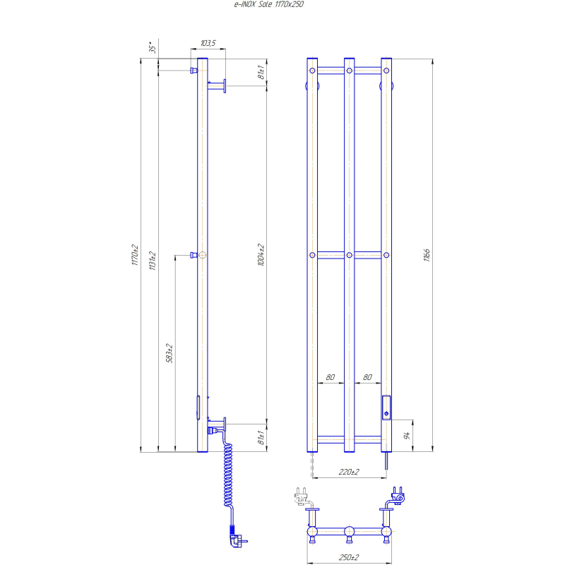 Електрична сушка для рушників e-INOX Соле 1170x250 TR 2.0 K фото 5