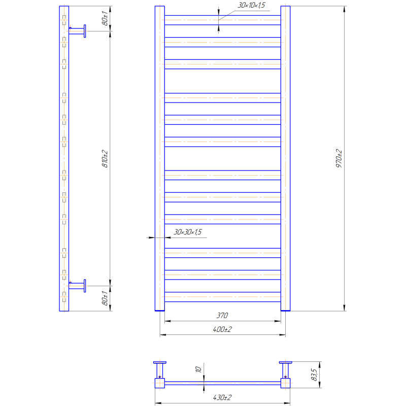 Водяна сушка для рушників INOX Чикаго 970х430/400 фото 4