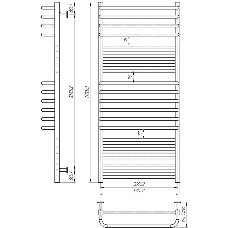 Водяной полотенцесушитель INOX Гера-Люкс 1170х530/500 фото 3