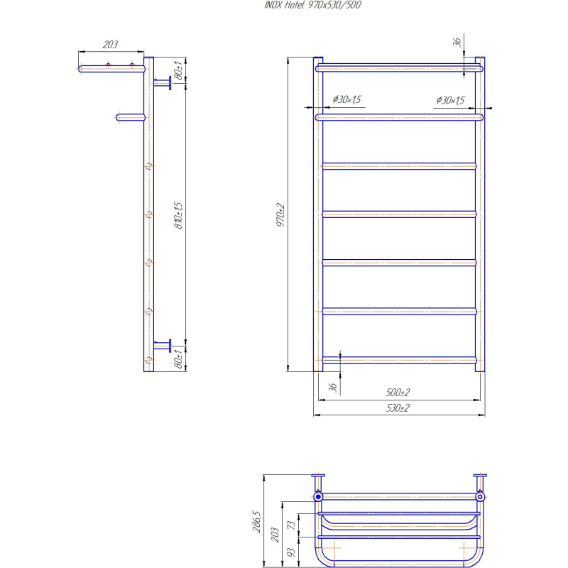 Водяна сушка для рушників INOX Готель 970х530/500 фото 4