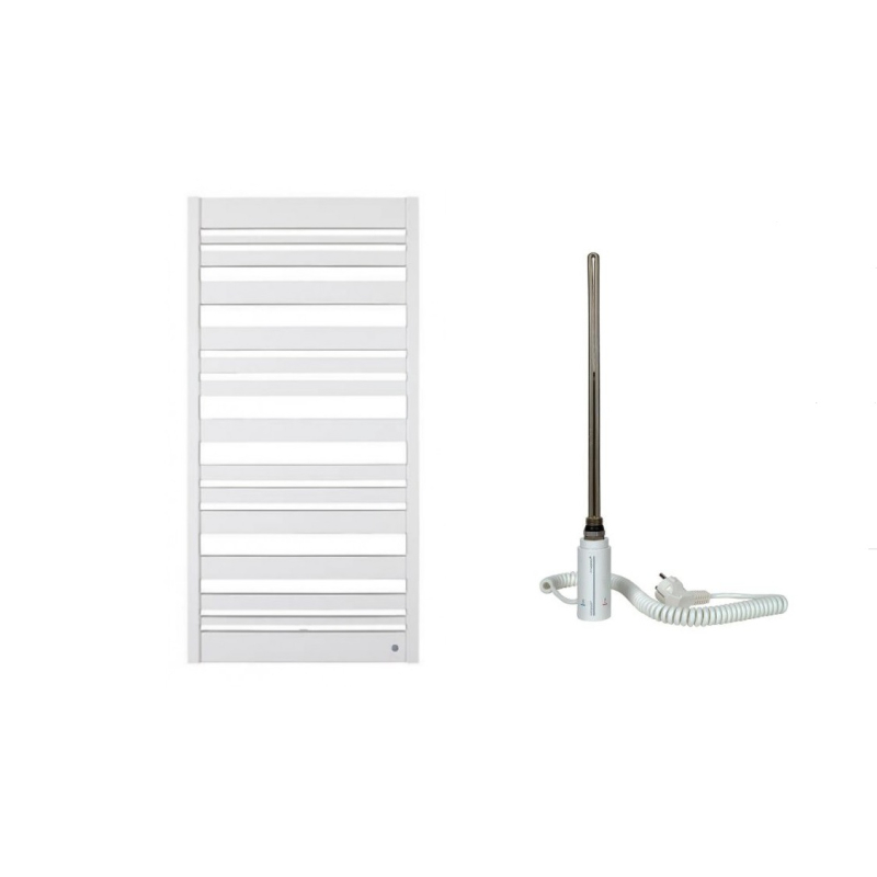 Zebra Полотенцесушарка електрична 500*1220 мм + тен Hots 600W, білий глянцевий фото 1