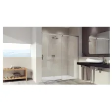 Aura Elegance Раздвижные двери с неподвижным сегментом 1400*2000 мм, правые, прозрачные/ AntiPlaque, хром