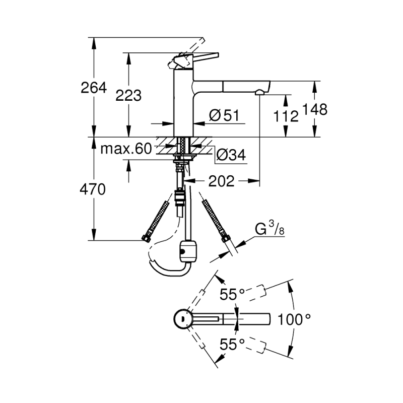 Змішувач одноважільний для мийки Grohe Concetto, хром (31129001) фото 2