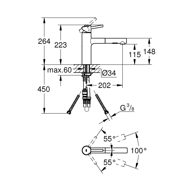 Змішувач одноважільний для мийки Grohe Concetto, сталь (30273DC1) фото 3