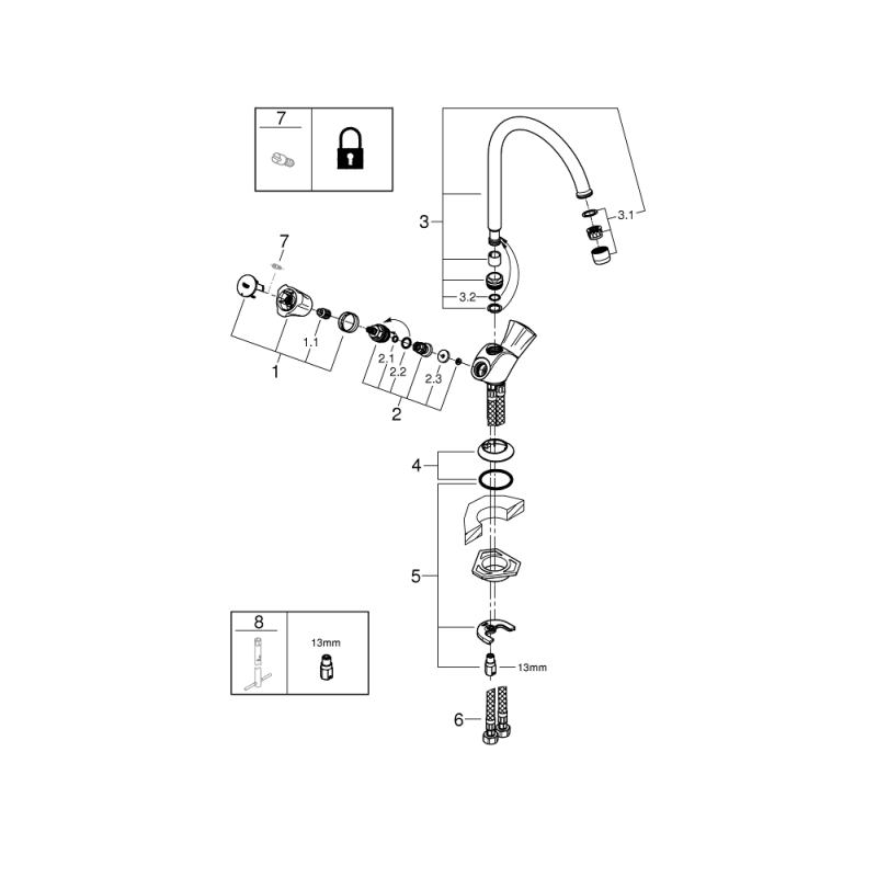 Змішувач для мийки Grohe Costa L, двохвентильний, хром (31831001) фото 3