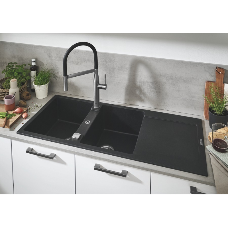 Смеситель однорычажный для мойки Grohe Essence, сталь+черный (30294DC0) фото 10