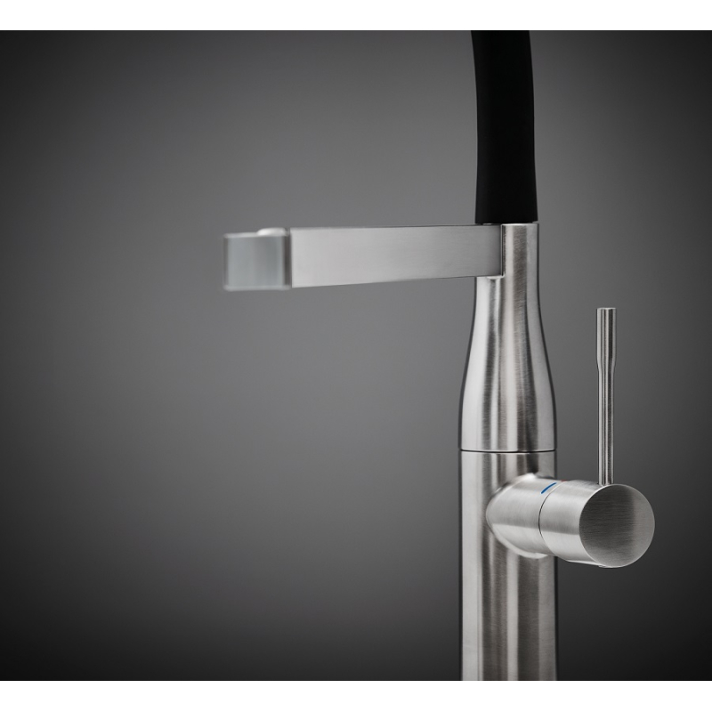 Смеситель однорычажный для мойки Grohe Essence, сталь+черный (30294DC0) фото 4