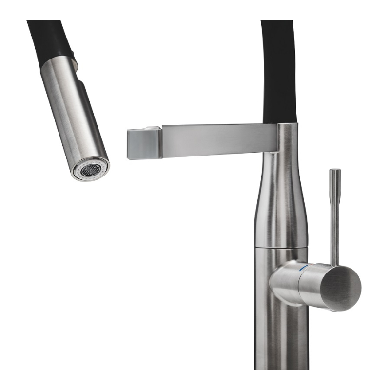 Смеситель однорычажный для мойки Grohe Essence, сталь+черный (30294DC0) фото 5