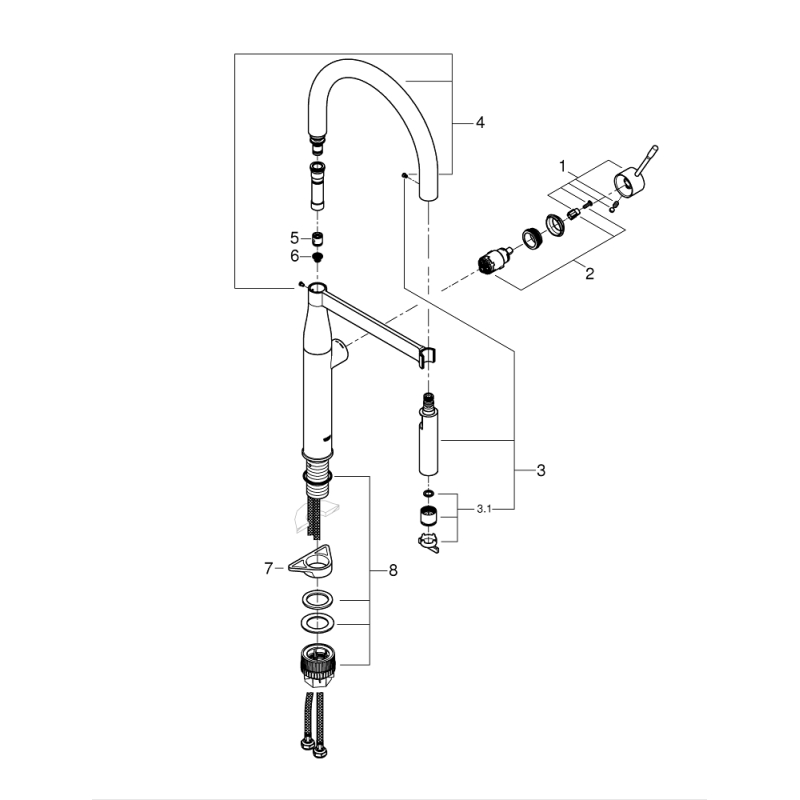 Смеситель однорычажный для мойки Grohe Essence, сталь+черный (30294DC0) фото 12