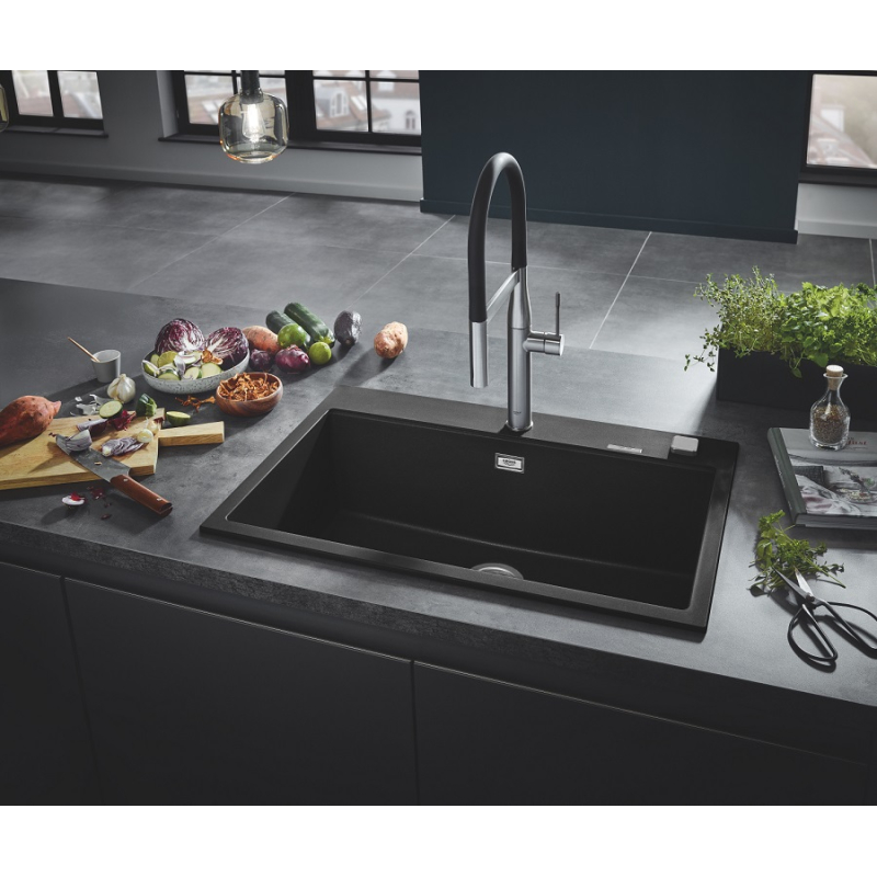 Смеситель однорычажный для мойки Grohe Essence, сталь+черный (30294DC0) фото 9