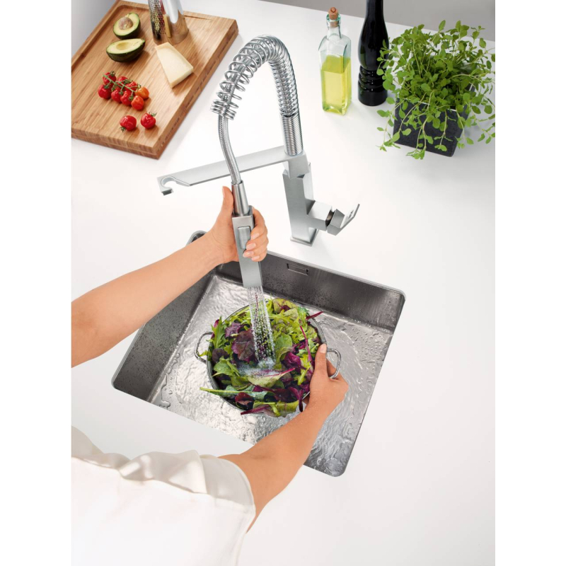 Змішувач одноважільний для мийки Grohe Eurocube професійний, сталь (31395DC0) фото 4