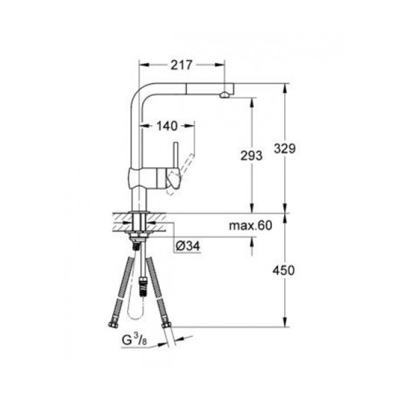 Смеситель однорычажный для мойки Grohe Minta L-излив, хром (32168000) фото 2
