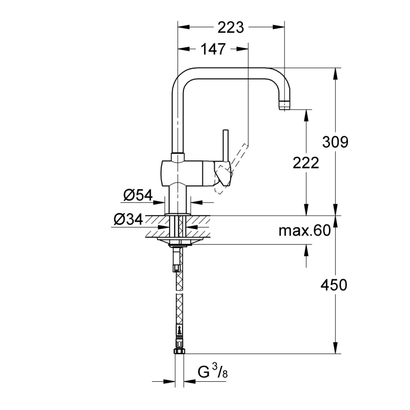 Змішувач для мийки Grohe Minta U-излив, сталь (32488DC0) фото 3