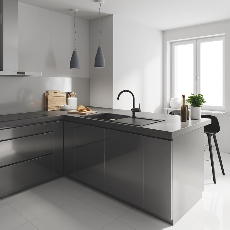 Одноважільний змішувач для мийки Grohe Minta, чорний (32917KS0) фото 4