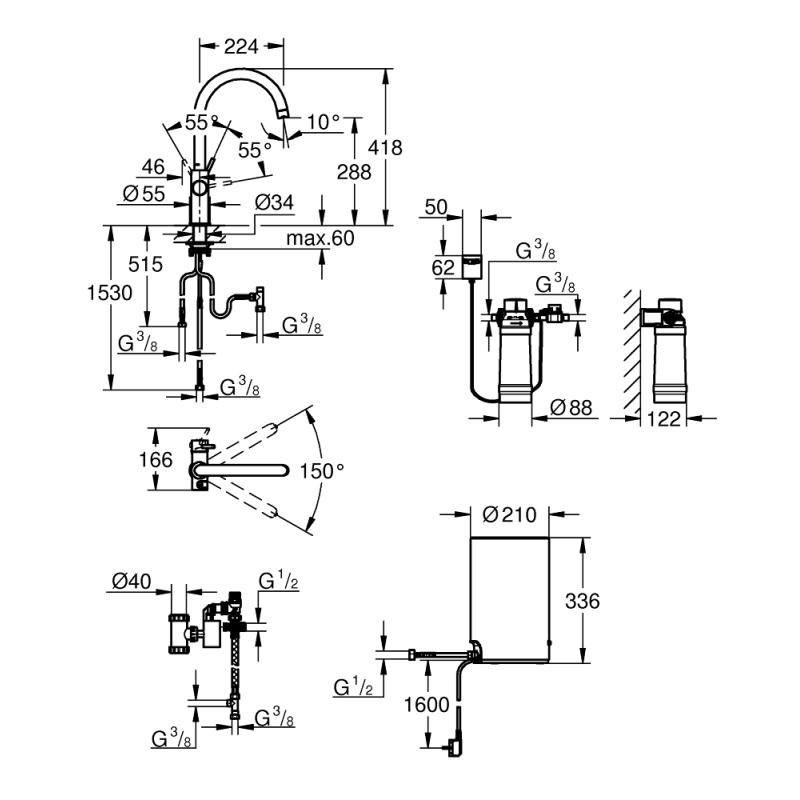 Смеситель GROHE Red Duo и бойлер M-size (30083001) фото 8
