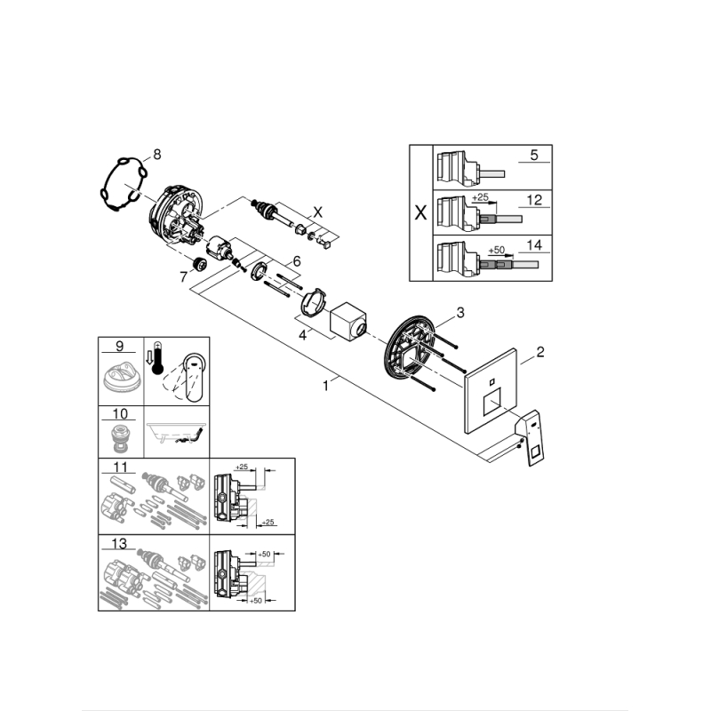 Смеситель для ванны НЧ Grohe Eurocube, хром (24062000) фото 7