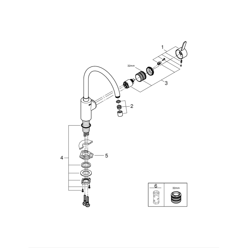 Смеситель однорычажный для мойки Grohe Eurosmart Cosmopolitan, сталь (32843DC2) фото 3