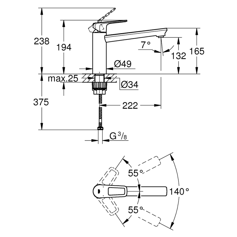Змішувач одноважільний для мийки Grohe BauLoop, хром (31706000) фото 4