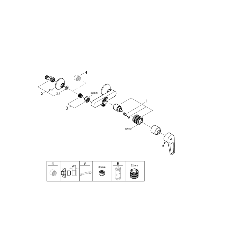Смеситель однорычажный для душа Grohe BauLoop New, хром (23634001) фото 3