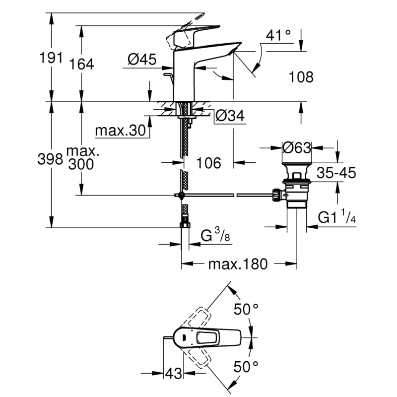 Смеситель однорычажный для раковины Grohe BauLoop New M-Size, хром (23762001) фото 2