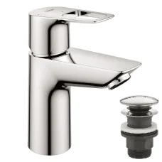 Смеситель однорычажный для раковины Grohe BauLoop New, S-Size + нажимной донный клапан, хром (23883001)