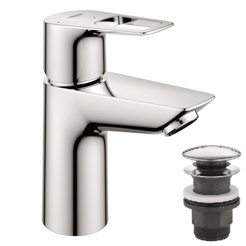 Смеситель однорычажный для раковины Grohe BauLoop New, S-Size + нажимной донный клапан, хром (23883001) фото 1