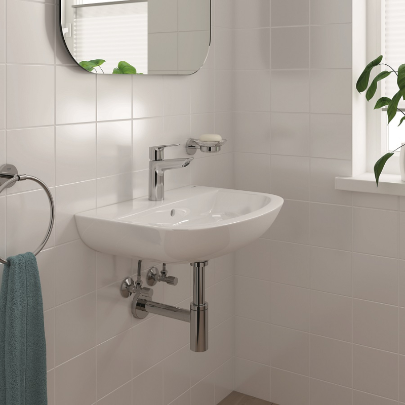 Смеситель однорычажный для раковины Grohe BauLoop New, S-Size + нажимной донный клапан, хром (23883001) фото 5