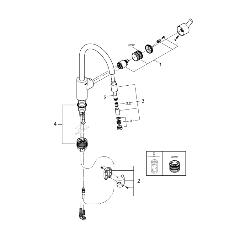 Змішувач одноважільний для мийки Grohe Feel, хром (32671002) фото 4