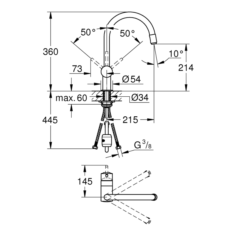 Смеситель однорычажный для мойки Grohe Vento, выдвижной хром (30434000) фото 2