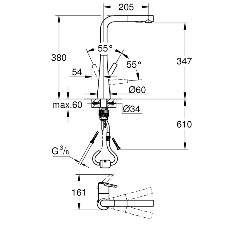Змішувач одноважільний для мийки Grohe Scala L-вилив, хром (30441000) фото 6