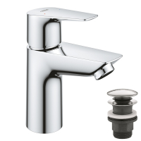 Смеситель однорычажный для раковины Grohe Start Edge S-Size, хром + нажимной донный клапан (23898001)