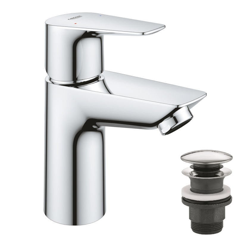 Смеситель однорычажный для раковины Grohe Start Edge S-Size, хром + нажимной донный клапан (23898001) фото 1