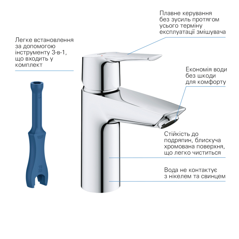 QuickFix Start Смеситель однорычажный для раковины S-Size (23550002) фото 8