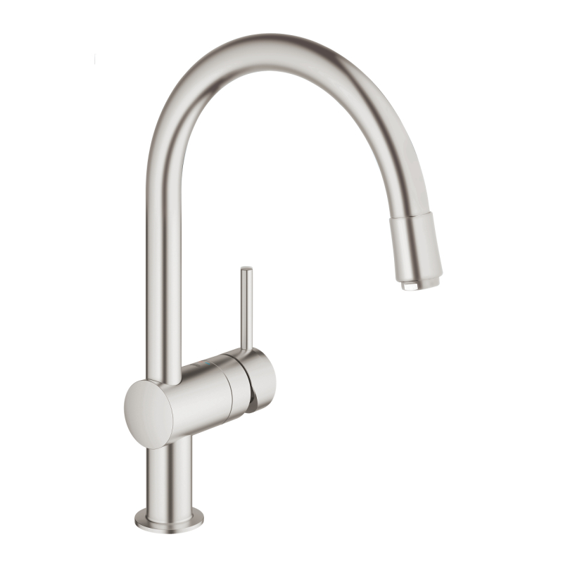 Змішувач одноважільний для мийки Grohe Vento, висувний сталь (30434DC0) фото 1