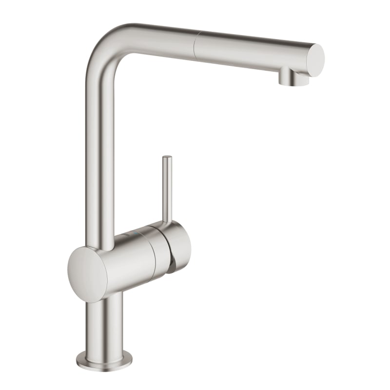 Смеситель однорычажный для мойки Grohe Vento L-излив, выдвижной сталь (30436DC0) фото 1