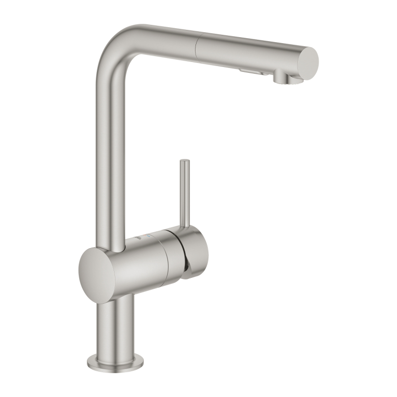 Змішувач одноважільний для мийки Grohe Vento, висувний сталь (30437DC0) фото 1