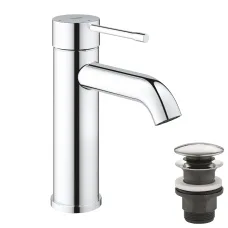 Смеситель однорычажный для раковины Grohe Essence New S-Size + нажимний донний клапан, хром (24179001)