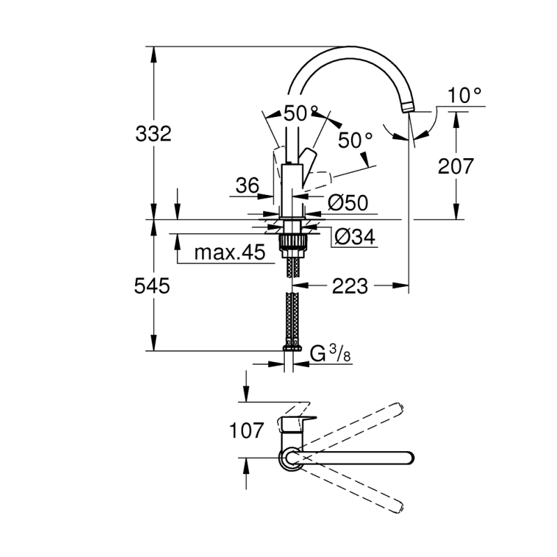 Grohe QuickFix StartEdge Одноважільний змішувач для мийки (30529001) фото 2