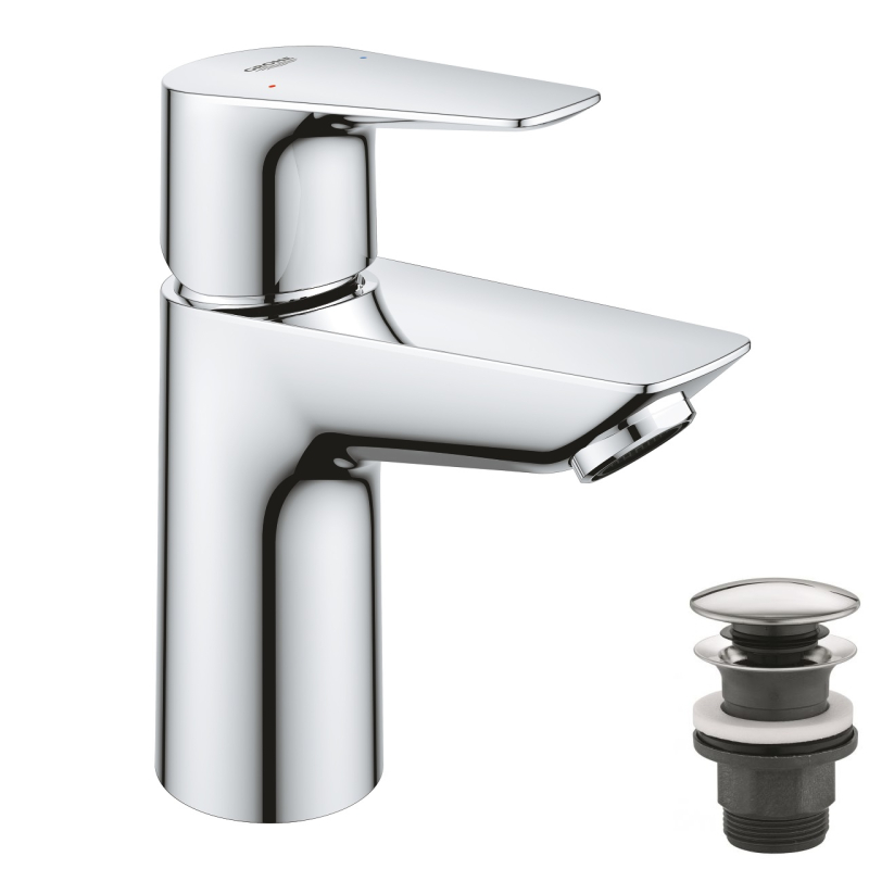 Смеситель однорычажный для раковины Grohe Start Edge S-Size, хром + нажимной донный клапан (24199001) фото 1