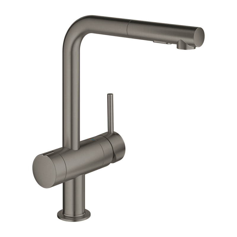 Смеситель для мойки однорычажный Grohe Minta с вентилем, графит (31558AL0) фото 1