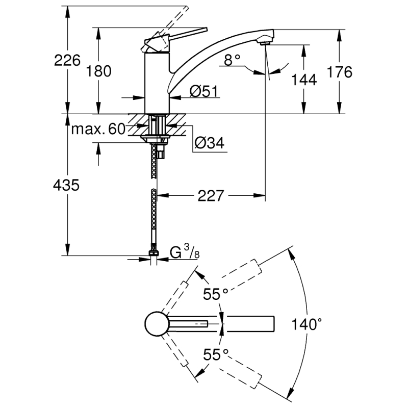 Grohe QuickFix Swift Одноважільний змішувач для мийки (30358000) фото 2
