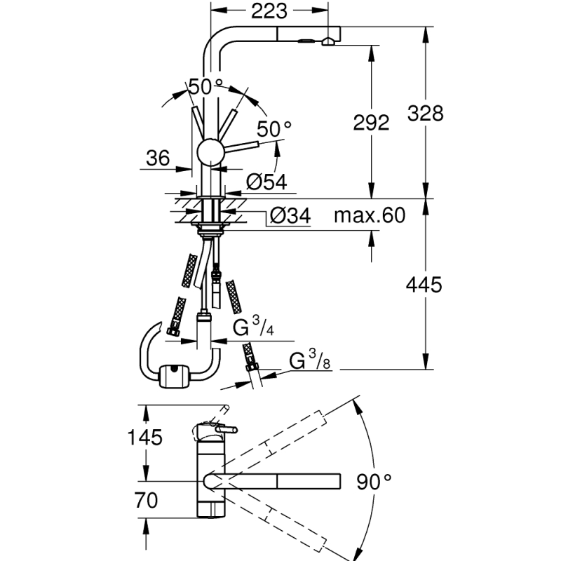 Змішувач одноважільний для мийки Grohe Minta з вентилем, хром (31558000) фото 3