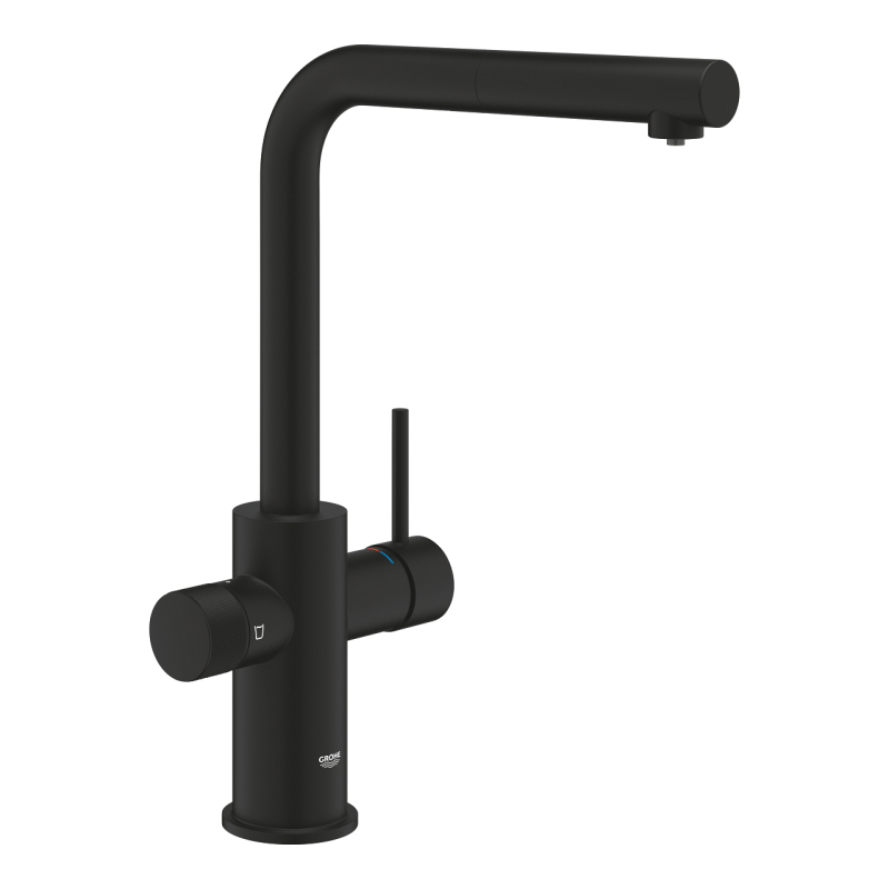 Смеситель для кухни для подачи технической и фильтрованной воды Grohe Blue Pure Minta, черный (30590KF0) фото 1