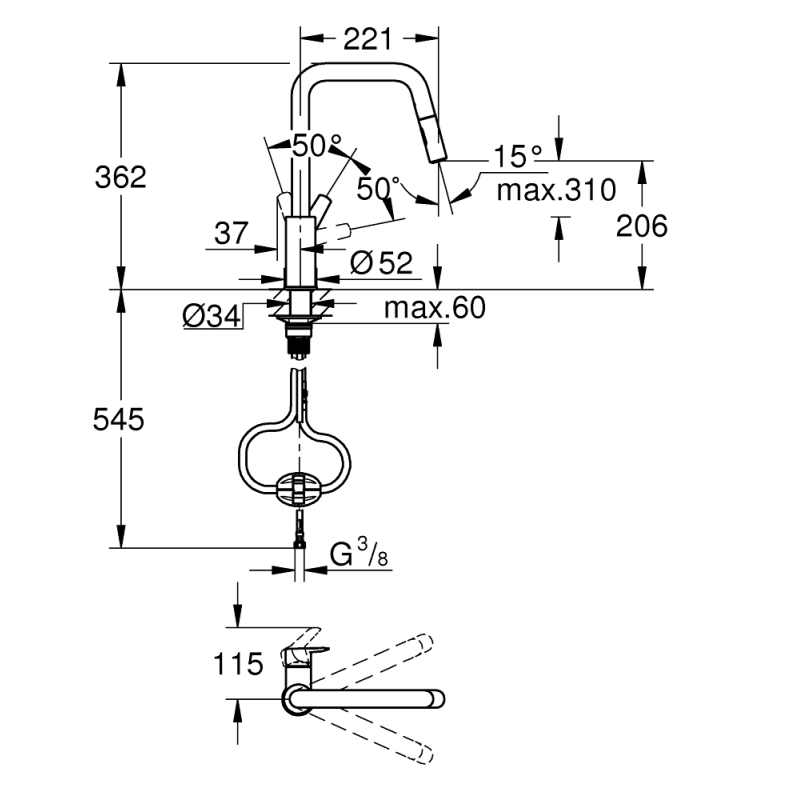 Grohe QuickFix Start Одноважільний змішувач для мийки (306312430) фото 5