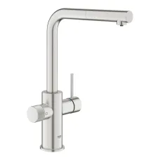 Смеситель для фильтра с выдвижным аэратором Grohe Blue Pure Minta, суперсталь (30601DC0)