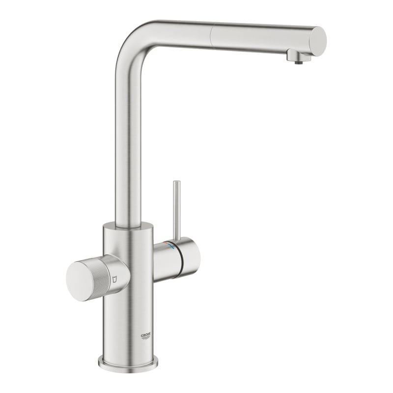 Змішувач для фільтра з висувним аератором Grohe Blue Pure Minta, суперсталь (30601DC0) фото 1