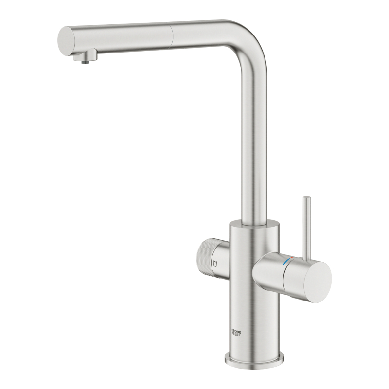 Змішувач для фільтра з висувним аератором Grohe Blue Pure Minta, суперсталь (30601DC0) фото 2
