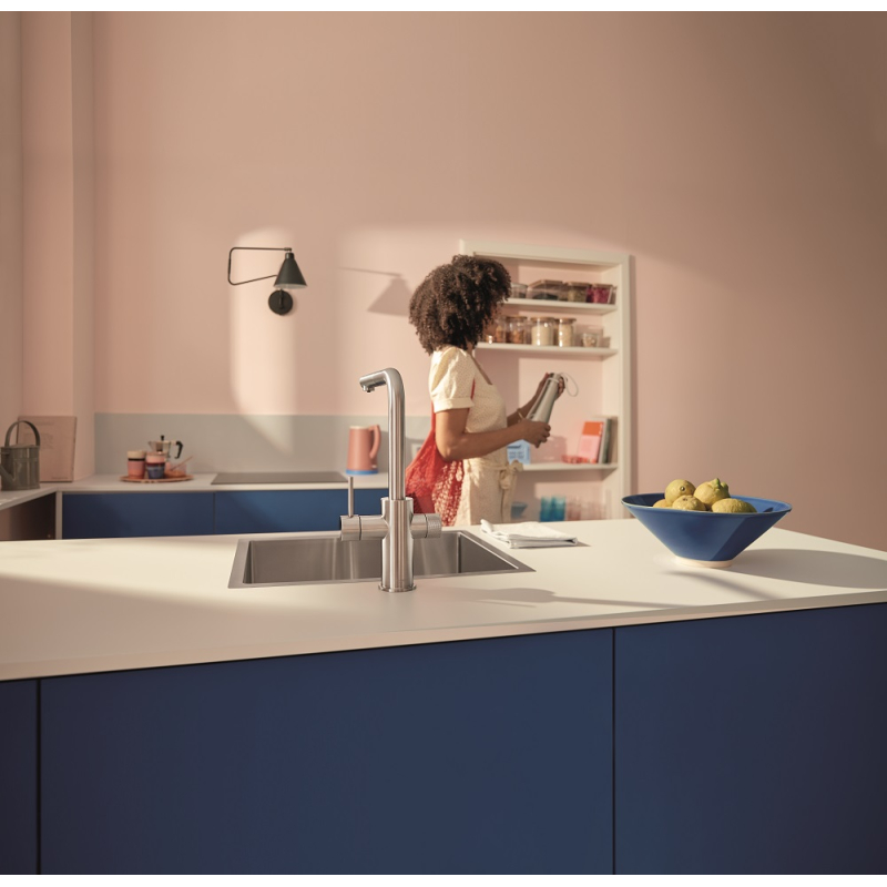 Змішувач для фільтра з висувним аератором Grohe Blue Pure Minta, суперсталь (30601DC0) фото 6