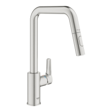 Смеситель однорычажный для мойки Grohe Eurosmar выдвижной, сталь (30619DC0)