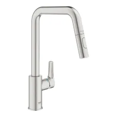 Смеситель однорычажный для мойки Grohe Eurosmar выдвижной, сталь (30619DC0)